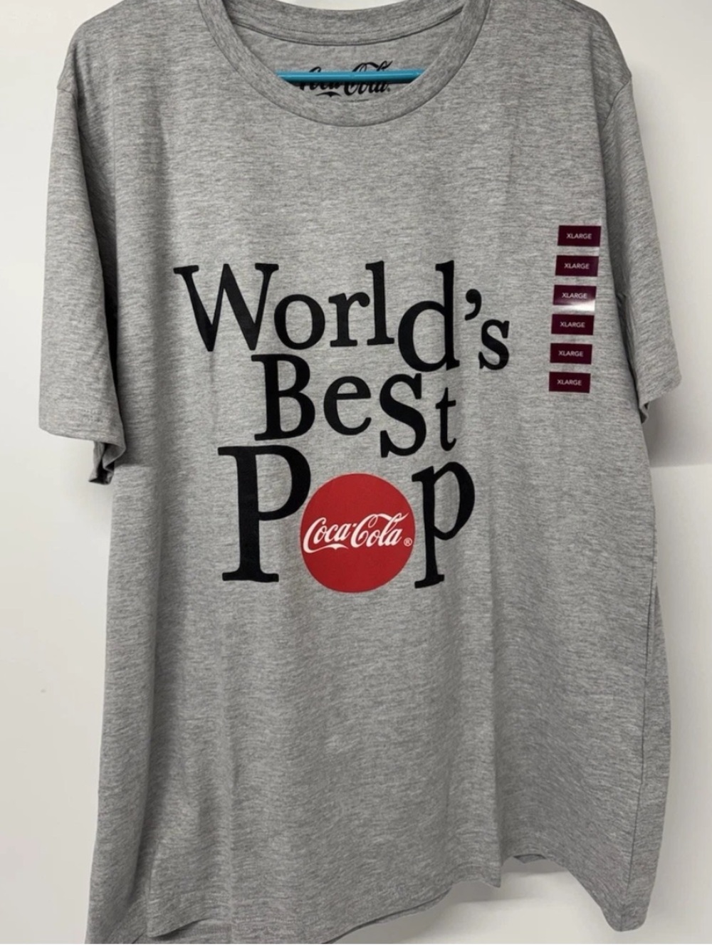 Coca Cola Grey Tee with Red Logo and Navy Text